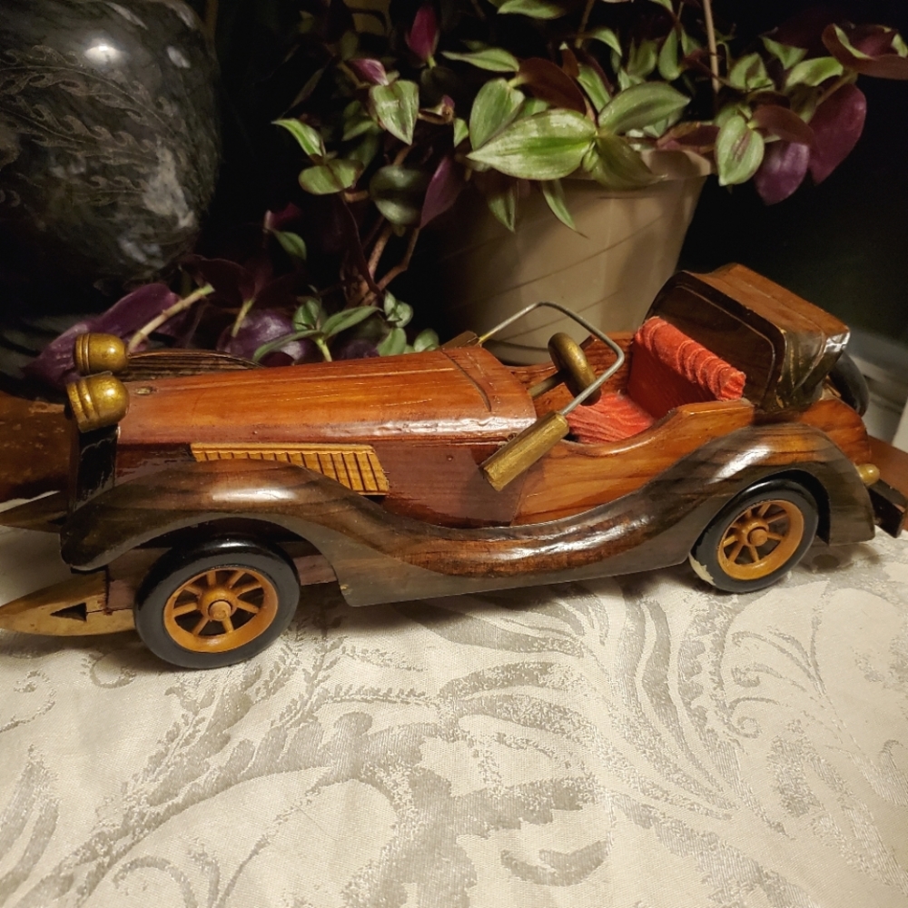 Vtg Wooden Car